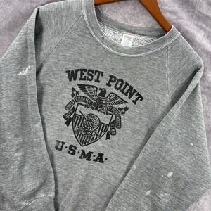 VTG West Point Sweater‎ Mens Large Gray Crewneck Distressed Military Soft Comfy
